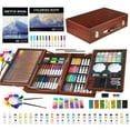 thumbnail image 1 of KINSPORY 139 pack Deluxe Portable Double Layers Wooden Coloring Drawing Kit with Sketch Pads, Art Set Gift for Artist Adults Beginners Kids (Brown), 1 of 7