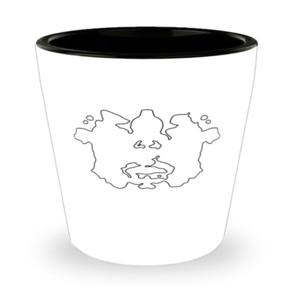 Unique Art Shot Glass with Ink Splatter Design, Abstract Mini Glassware Gift, 1.5oz Cup for Actuaries, Party Favor, Collector's Item