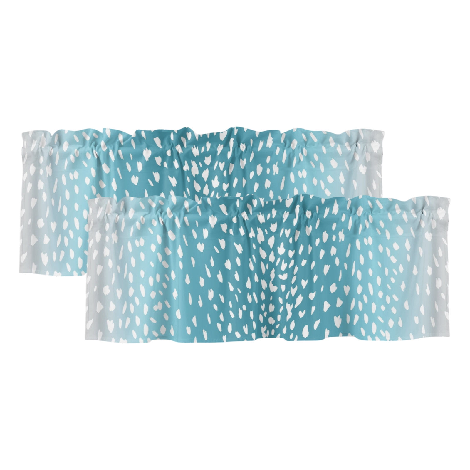 Art Sky Blue 2 Panels Kitchen Valance, Vintage White Polka Dots Blue ...