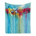 thumbnail image 1 of Art Soft Flannel Fleece Throw Blanket, Hand Painted Style Bouquet of Meadow Flowers in Soft Colors Abstract Design Nature, Cozy Plush for Indoor and Outdoor Use, 50" x 60", Multicolor, by Ambesonne, 1 of 5