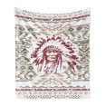 thumbnail image 1 of Art Soft Flannel Fleece Throw Blanket, Retro Style Eagle Heart Chief Trail Grunge Effect and Geometric Motif, Cozy Plush for Indoor and Outdoor Use, 50" x 60", Sage Green Ruby and Tan, by Ambesonne, 1 of 5