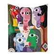 thumbnail image 1 of Art Soft Flannel Fleece Throw Blanket, Women with Emotions Modern Abstract Colorful Paintings Style Fun Shapes Design Print, Cozy Plush for Indoor and Outdoor Use, 60" x 80", Multicolor, by Ambesonne, 1 of 5