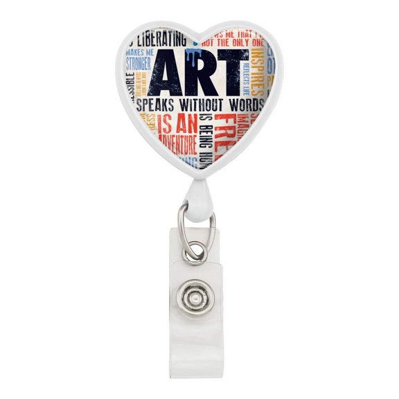 Art Speaks Without Words Adventure Inspires Expresses Heart Lanyard Retractable Reel Badge ID Card Holder