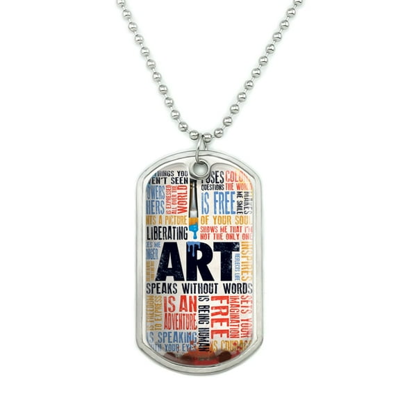 Art Speaks Without Words Adventure Inspires Expresses Military Dog Tag Pendant Necklace with Chain