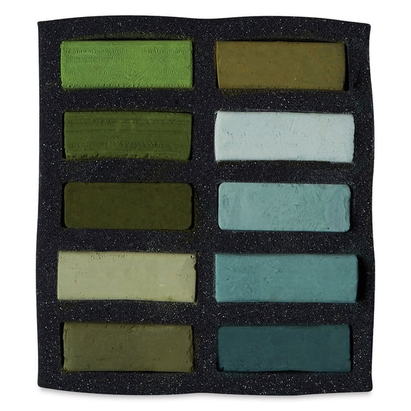 Art Spectrum Extra Soft Square Pastels - Greens, Set of 10