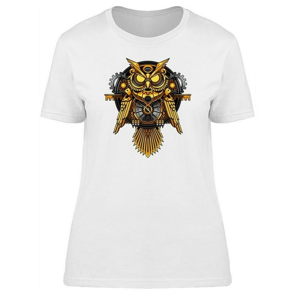 Art Steampunk Yellow Owl T-Shirt Women -Image by Shutterstock, Female 3X-Large