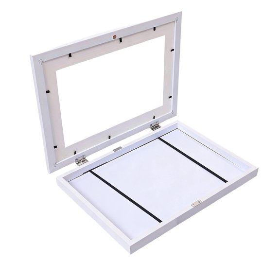 Art Storage Photo Frame , Front Opening Magnetic Flip Case for Artwork Display , Durable Synthetic Wood and Clear Acrylic Finish , Home Wall Decor and Professional Art Gallery Display