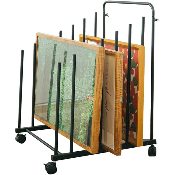 Art Storage Rack with Caster Wheels, Art Drying Rack Metal Storage Stand for Canvas Storage Paint Drying Rack,Drawing Board Stands for Printed Matter,Crafts Drying,Art Studio,Classrooms Easel