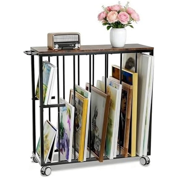 Art Storage Rack, Drying Painting Canvas Rack with Wheels, Rolling Art Print Display Rack with Handle, Art Storage Display Stands for Classroom, Art Studios and Schools$$Art & Craft