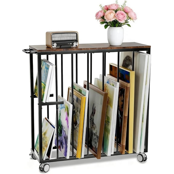 Art Storage Rack, Drying Painting Canvas Rack with Wheels, Rolling Art Print Display Rack with Handle, Art Storage Display Stands for Classroom, Art Studios and Schools