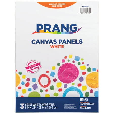 Prang Canvas Panels, White, 9" x 12", 3 Panels