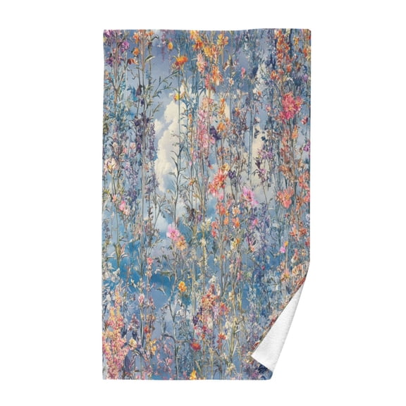Art Style Flower Pattern Hand Towel Cotton 16x28 in Soft Absorbent Quick Dry Bath Face Towel
