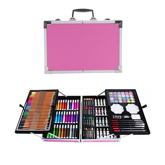 Art Supplies, 145 Pack Deluxe Art Set Drawing Kit for Girls Boys Teens Artist, Deluxe Gift Art Box, Oil Pastels, Acrylic, Watercolor Paints, Crayons, Pencils, Watercolors (Pink)
