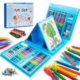 thumbnail image 1 of Art Supplies, 208 Pack Art Sets Crafts Drawing Coloring kit, Double-Side Trifold Easel, Oil Pastels, Crayons, Colored Pencils, Creative Gift for Beginners Artists Girls Boys Kids (Blue), 1 of 8