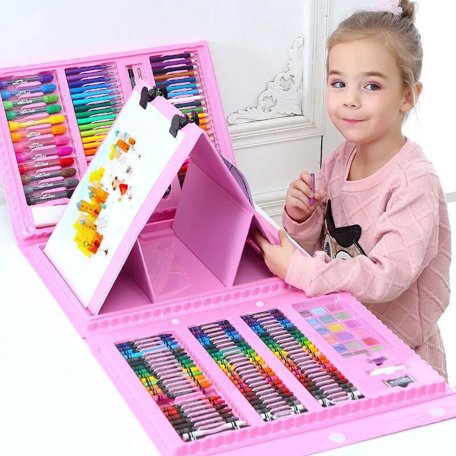 42/150/208pc Art Supplies Kit，Gifts Art Set Case with Double Sided Trifold  Easel，Oil Pastels, Crayons, Colored Pencils, Markers - AliExpress