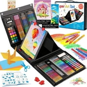 Art Supplies, 272 Pack Art Set Drawing Kit Artist, Deluxe Gift Art Box with Trifold Easel (Black)