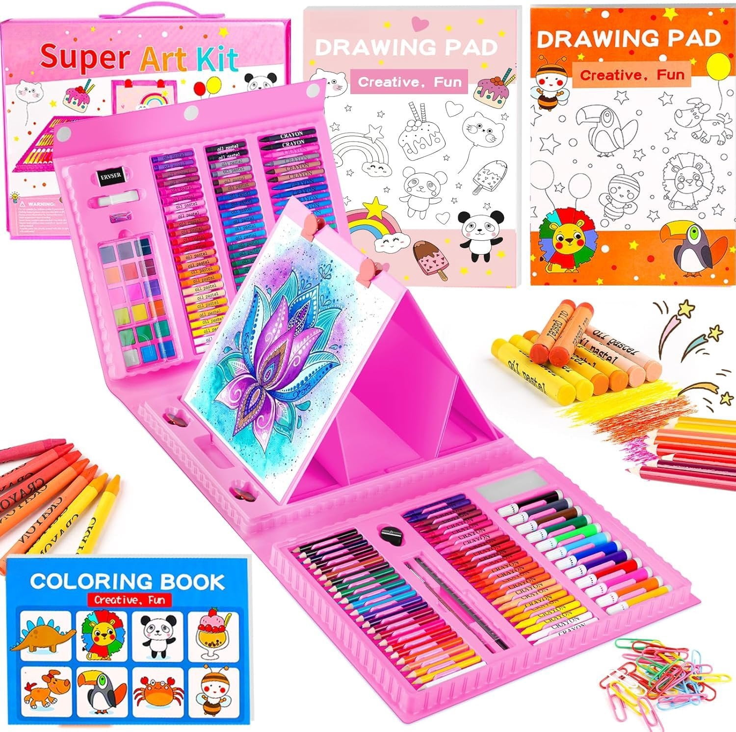 Art Supplies, 283 count Drawing Set Art Kits with Trifold Art Easel, 2 ...