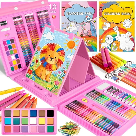 Art Supplies, Art Set,210 PCS Art Kit for 6-12 with Trifold Easel, Drawing kit with Coloring Book, Crayons, Markers, Watercolor Pens, for Boys and Girls()