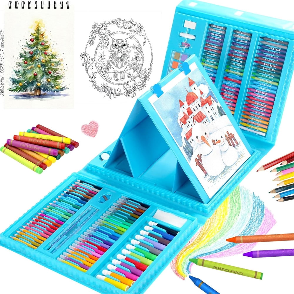 Art Supplies,NOGIS 208 Pack Drawing Art kit Gifts Art Set for Girls Boys Beginners, Deluxe Art Case Gift with Double Sided Trifold Easel, Oil Pastels, Crayons, Colored Pencils, Watercolor Cakes