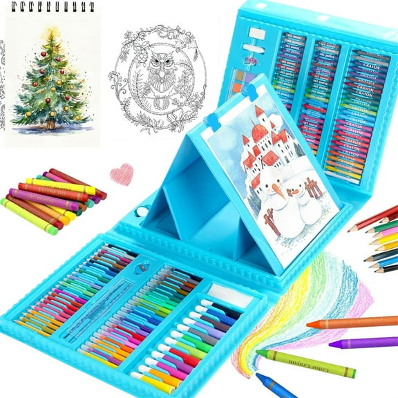 Art Supplies,NOGIS 208 Pack Drawing Art kit Gifts Art Set for Girls Boys Beginners, Deluxe Art Case Gift with Double Sided Trifold Easel, Oil Pastels, Crayons, Colored Pencils, Watercolor Cakes