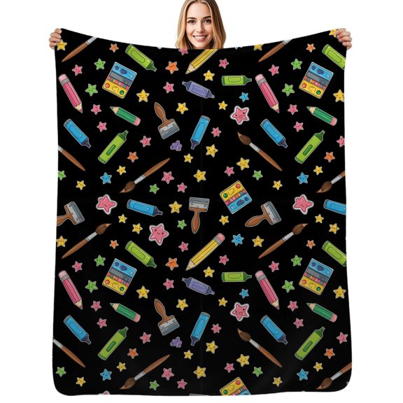 Art Supplies Stars Pattern Flannel Blankets Soft Throw Blanket Winter Travel Office Outdoor Bedspread