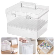 Art Supply Organizer Case Hold 120, Large Clear Marker Storage Box with Removable Dividers, Pencil Case Crayon Bin for Markers Pencils Brushes, Plastic Containers with Lid