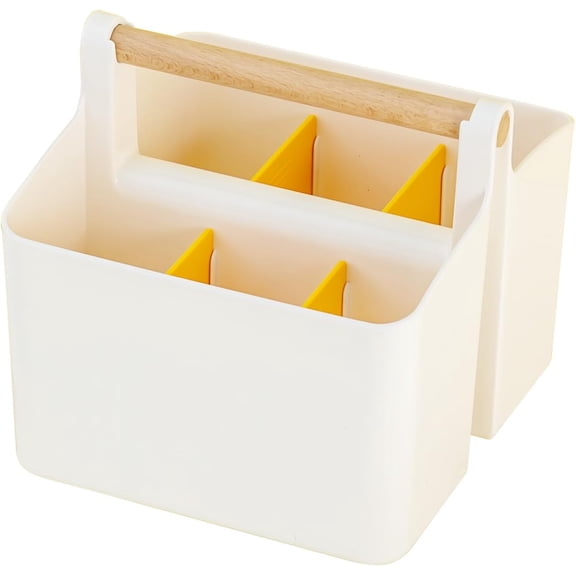 Art Supply Organizers Caddy with Handle, Desk, Makeup Caddy and Tote (White+Pink, Large)