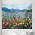 thumbnail image 1 of Art Tapestry, Rural Landscape with Bunch of Tulip Flower Spring Meadow Refreshing Botany Blurry Image, Fabric Wall Hanging Decor for Bedroom Living Room Dorm, 5 Sizes, Multicolor, by Ambesonne, 1 of 1
