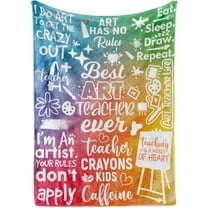 Art Teacher Appreciation Gifts, Flannel Blanket Throws (50"x 65") for Fine Visual Arts Teachers, Drawing Painting Instructors for Christmas, Appreciation Day - Rainbow