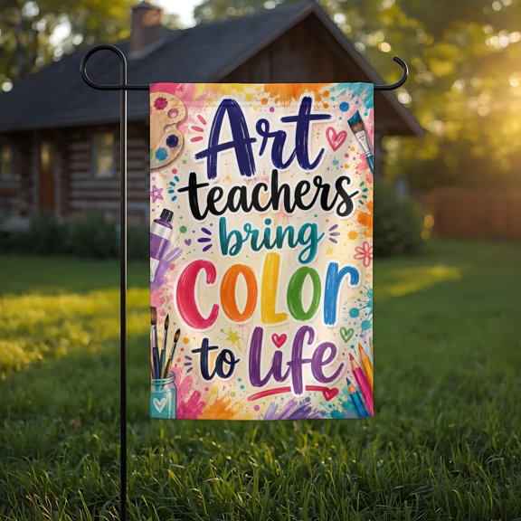Art Teacher Garden Flag, Colorful Teacher Appreciation Yard Flag, Teacher Gift Outdoor Decor, School Garden Flag