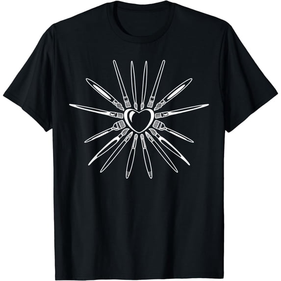 Art Teacher Heart Shape Paint Brush for Artist Painter Cool T-Shirt