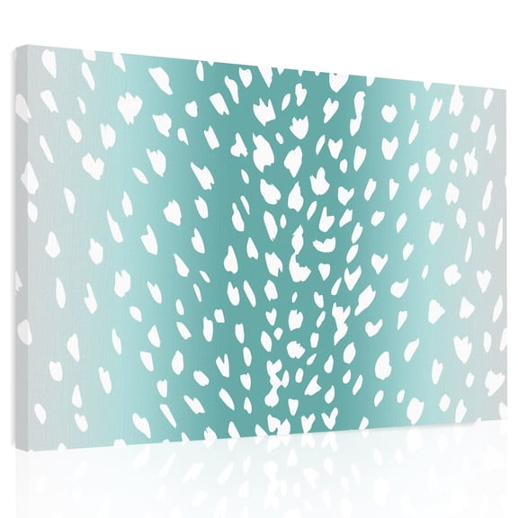 Art Teal Canvas Print Wall Art, Vintage White Polka Dots Mint Green Ombre Farmhouse Country Wall Decor Modern Artwork Paintings Pictures for Living Room Framed and Stretched Ready to Hang 20" x 24"
