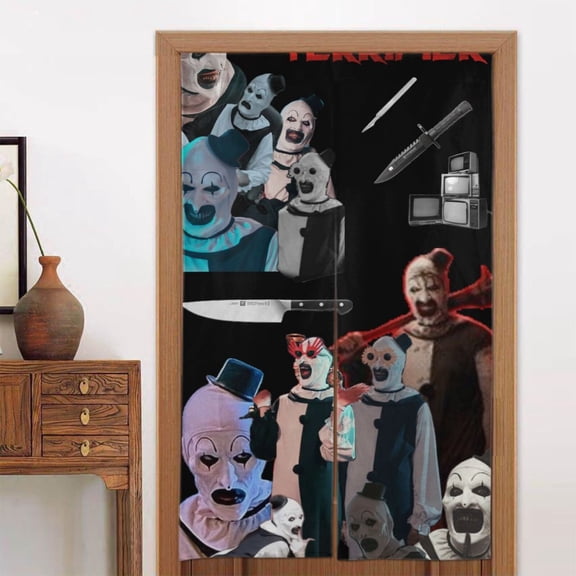 Art The Clown Door Curtains Doorway Privacy Dividers Noren Curtain Blackout Tapestry Wall Hanging for Home Decor 34x56in