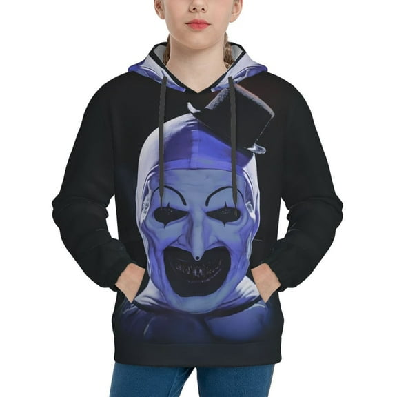 Art The Clown Hoodie, Casual Unisex Youth Hoodie, Fashion Novelty Long Sleeve Pullover Sweatshirt Hooded For Kid, Teens And Adults
