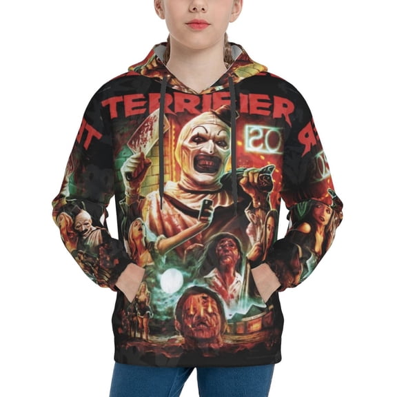 Art The Clown Hoodie Lightweight Pullover Halloween Graphic Hooded Sweatshirt for Teens with Pocket Large