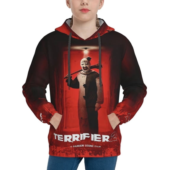 Art The Clown Hoodie Lightweight Pullover Halloween Graphic Hooded Sweatshirt for Teens with Pocket Large