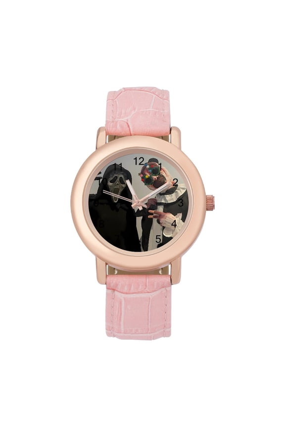 Art The Clown Soft Leather Strap Watch Adult Classic Ladies Leather Strap Wrist Watch Adjustable Fit for Wrist Sizes 5.7" to 8.7"