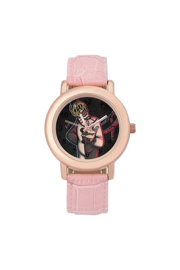Art The Clown Soft Leather Strap Watch Adult Classic Ladies Leather Strap Wrist Watch Adjustable Fit for Wrist Sizes 5.7" to 8.7"