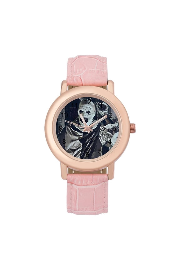 Art The Clown Soft Leather Strap Watch Adult Classic Ladies Leather Strap Wrist Watch Adjustable Fit for Wrist Sizes 5.7" to 8.7"