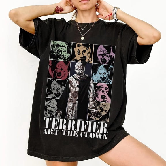 Art The Clown Terrifier Shirt, Scary Horror Clown Shirt, Creepy Heart Hands Tee, Spooky Slasher Fan Gift Unisex,Black Color,Size 2XL
