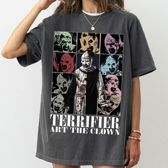 Art The Clown Terrifier Shirt, Scary Horror Clown Shirt, Creepy Heart Hands Tee, Spooky Slasher Fan Gift Unisex,Charcoal Color,Size 2XL