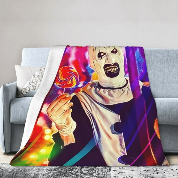 Art The Clown Throw Blanket, All Season Decorative Soft Cozy Fleece Blankets, Room Decor For Bed Chair Car Sofa Couch Bedroom