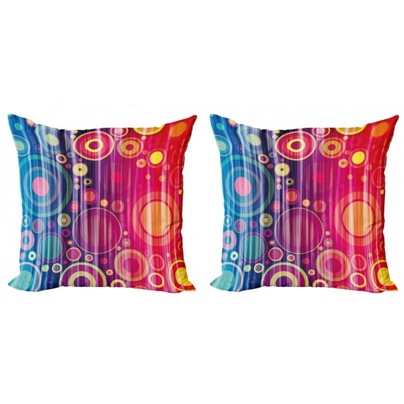 Ambesonne Art Throw Pillow Cover 2 Pack, Psychedelic Modern Art, 18", Royal Blue Red