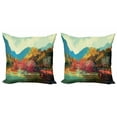 thumbnail image 1 of Ambesonne Art Throw Pillow Cover 2 Pack, Surreal Autumn Forest, 18", Multicolor, 1 of 2