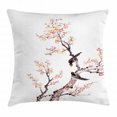 thumbnail image 1 of Art Throw Pillow Cushion Cover, Traditional Chinese Paint of Flowers Plum Blossom Birds on Tree Romance Print, Decorative Square Accent Pillow Case, 20 X 20 Inches, Pale Yellow Brown, by Ambesonne, 1 of 2