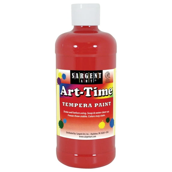 Art-Time® Tempera Paint, Red - 16 oz., 12/pkg