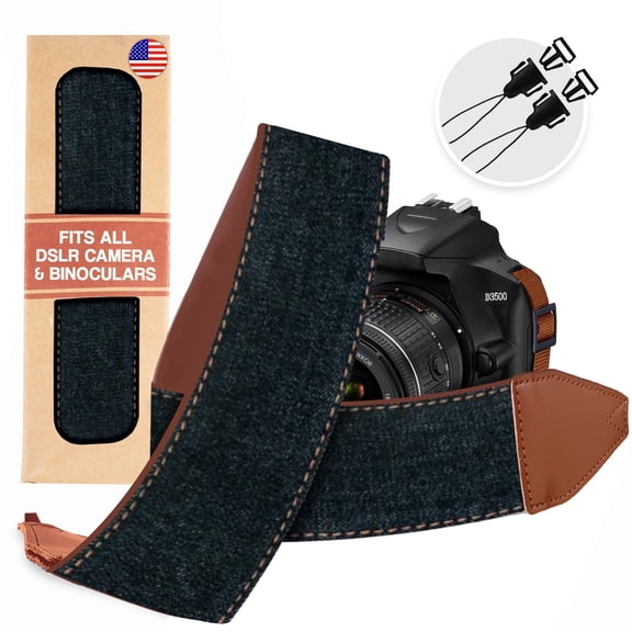 Art Tribute Adjustable Neck Shoulder Camera Strap, Crossbody For DSLR SLR Quick Release, Blue Jeans