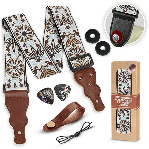 Art Tribute Guitar Strap Vintage Woven W free Bonus 2 Picks Strap Locks Strap Button. Best Gift for Bass Electric Acoustic Guitars for Guitar Players Men Women Walmart Business Supplies