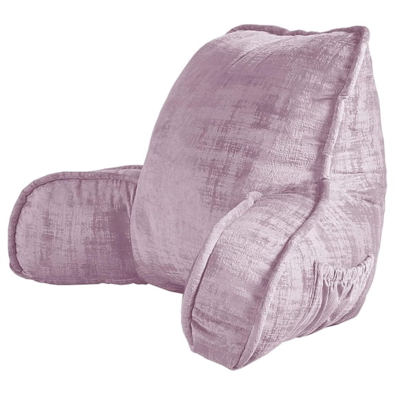 Art Velvet Assembly Needed DIY Backrest Reading Bed Rest Pillow with Arms and Pockets for Sitting in Bed Couch Sofa, Removable Cover and Filling Seprated, 20" x 18" x17", Lilac