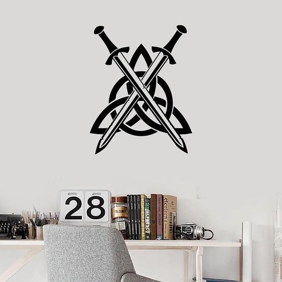 Art Wall Decal Knot Swords Irish Ireland Boys Teen Bedroom Living Room Home Decoration Removable Vinyl Wall Stickers Mural 42x33cm
